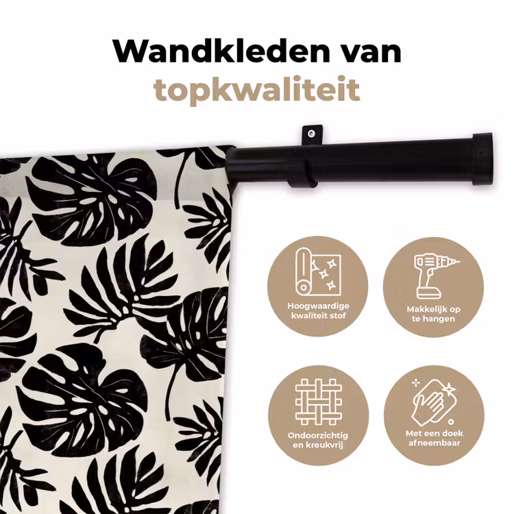 Modern - Monstera - Zwart Wandkleed katoen klein 269 -sfeer2
