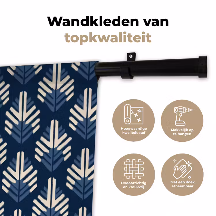 Modern - Patroon - Blauw Wandkleed katoen klein 269 -sfeer2