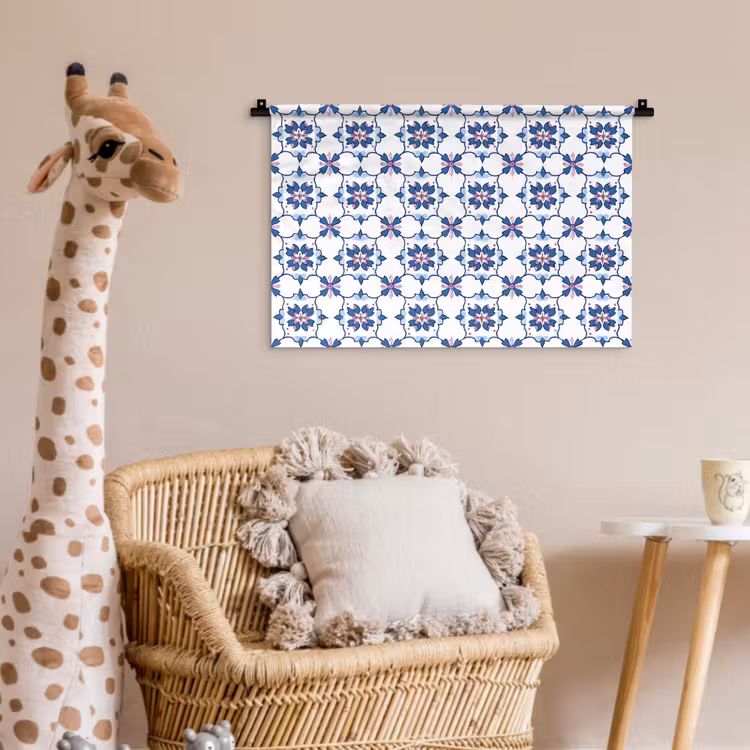 Modern - Patroon - Blauw - Roze Wandkleed katoen klein 269 -wsfeer5_kind