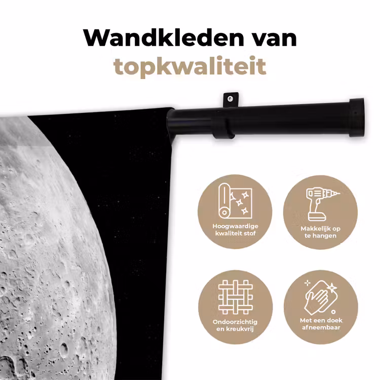 Wall Hanging - Moon - Craters - Space - Maan - Kraters - Ruimte Wandkleed katoen klein
