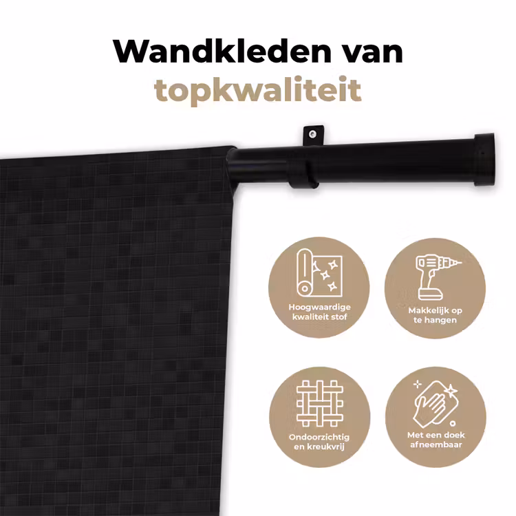 Mozaïek - Patroon - Antraciet - Zwart Wandkleed katoen klein 269 -sfeer2