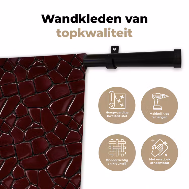 Mozaïek - Tegel - Bordeauxrood Wandkleed katoen klein 269 -sfeer2