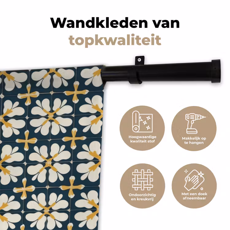Motief - Tegel - Okergeel Wandkleed katoen klein 269 -sfeer2