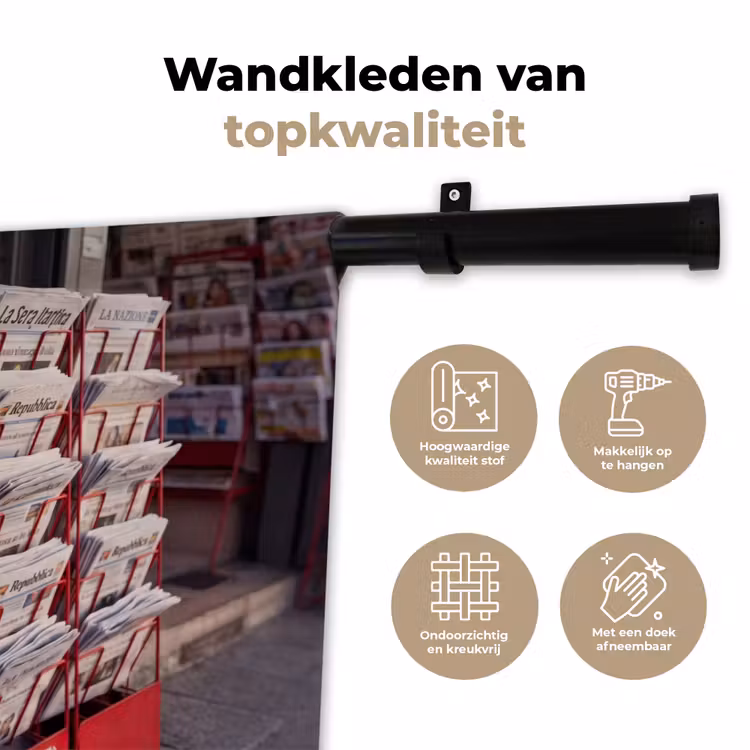 Kranten - Rek - Stedelijk - Dagelijks leven - Rood Wandkleed katoen klein -sfeer2