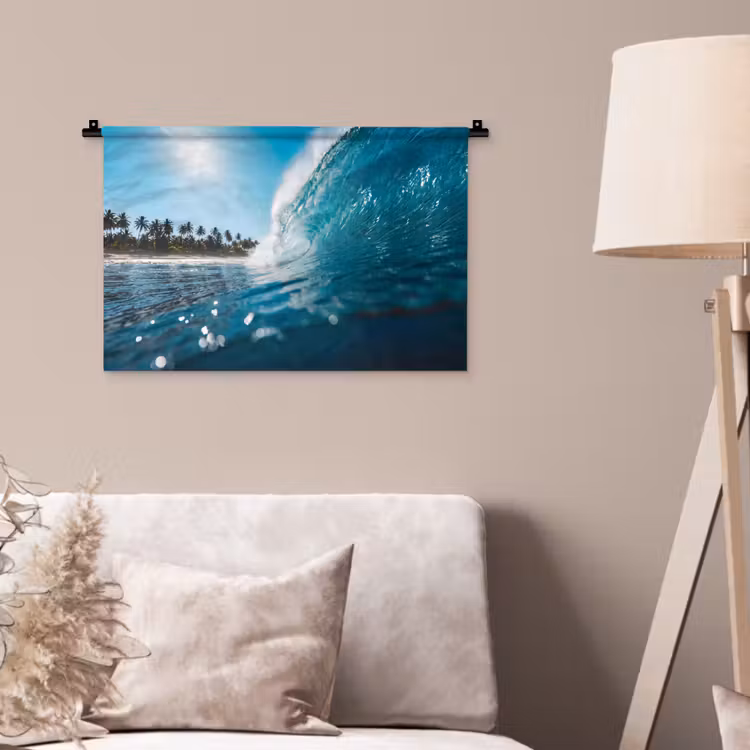 Oceaan - Golf - Strand - Natuur - Blauw Wandkleed katoen klein -sfeer4