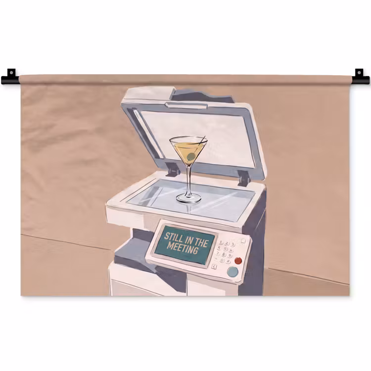 Kantoor - Drank - Humor - Illustratie Wandkleed katoen klein -zz3d