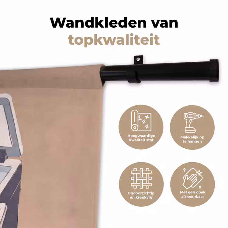 Kantoor - Drank - Humor - Illustratie Wandkleed katoen klein -sfeer2