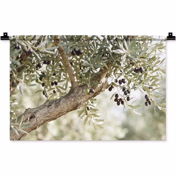 Wall Hanging - Olive tree - branch - green - Olijfboom - tak - groen Wandkleed katoen klein