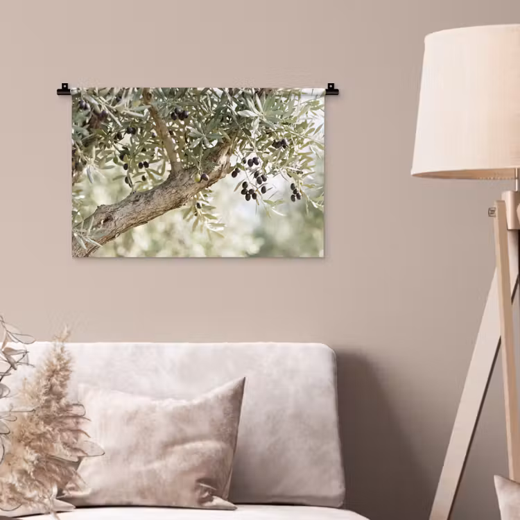 Wall Hanging - Olive tree - branch - green - Olijfboom - tak - groen Wandkleed katoen klein