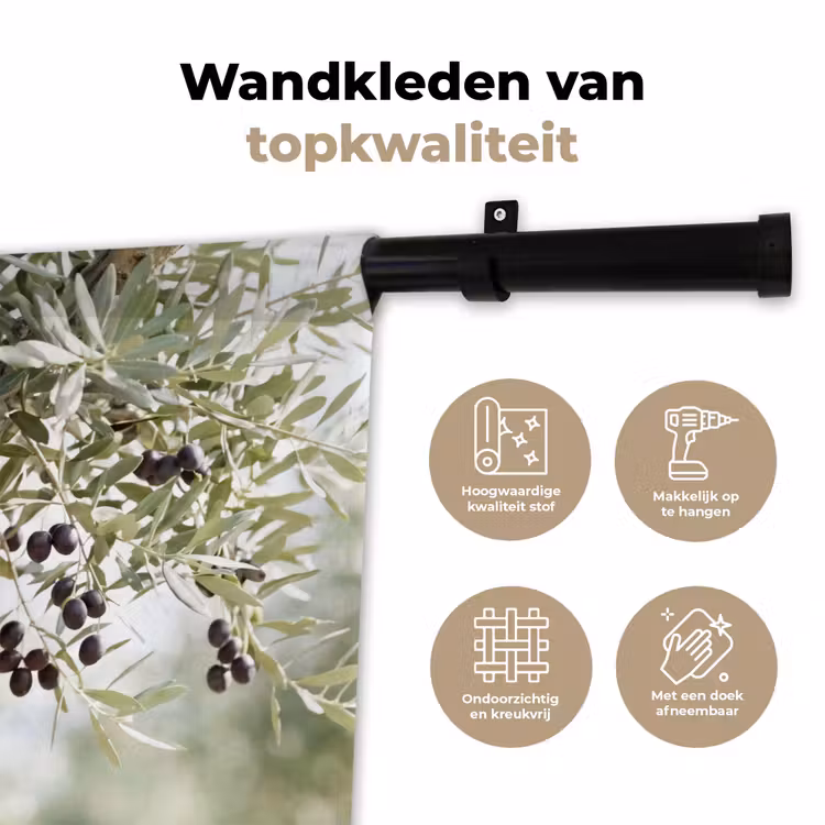 Wall Hanging - Olive tree - branch - green - Olijfboom - tak - groen Wandkleed katoen klein