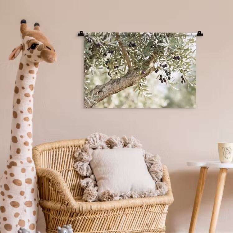 Wall Hanging - Olive tree - branch - green - Olijfboom - tak - groen Wandkleed katoen klein