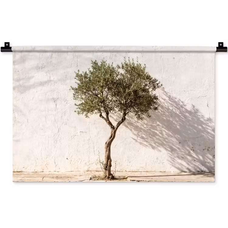 Wall Hanging - Olive Tree - Wall - White - Olijfboom - muur - wit Wandkleed katoen klein