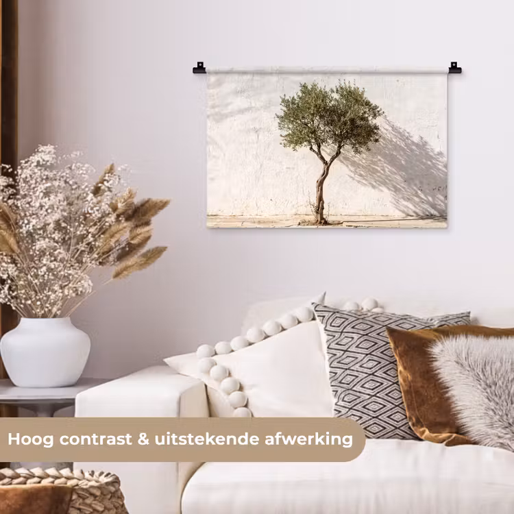 Wall Hanging - Olive Tree - Wall - White - Olijfboom - muur - wit Wandkleed katoen klein