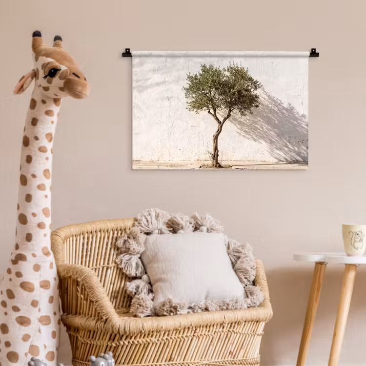 Wall Hanging - Olive Tree - Wall - White - Olijfboom - muur - wit Wandkleed katoen klein