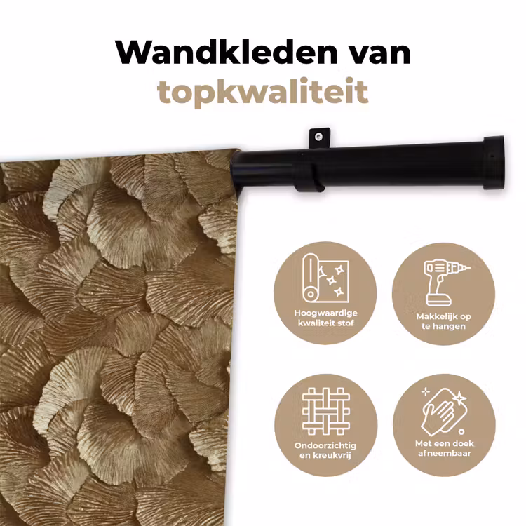 Organisch - Patroon - Bladeren - Goud Wandkleed katoen klein 269 -sfeer2