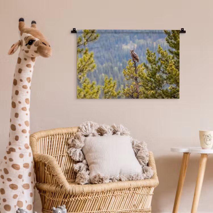Uil - Oehoe - Bomen - Natuur Wandkleed katoen klein -wsfeer5_kind