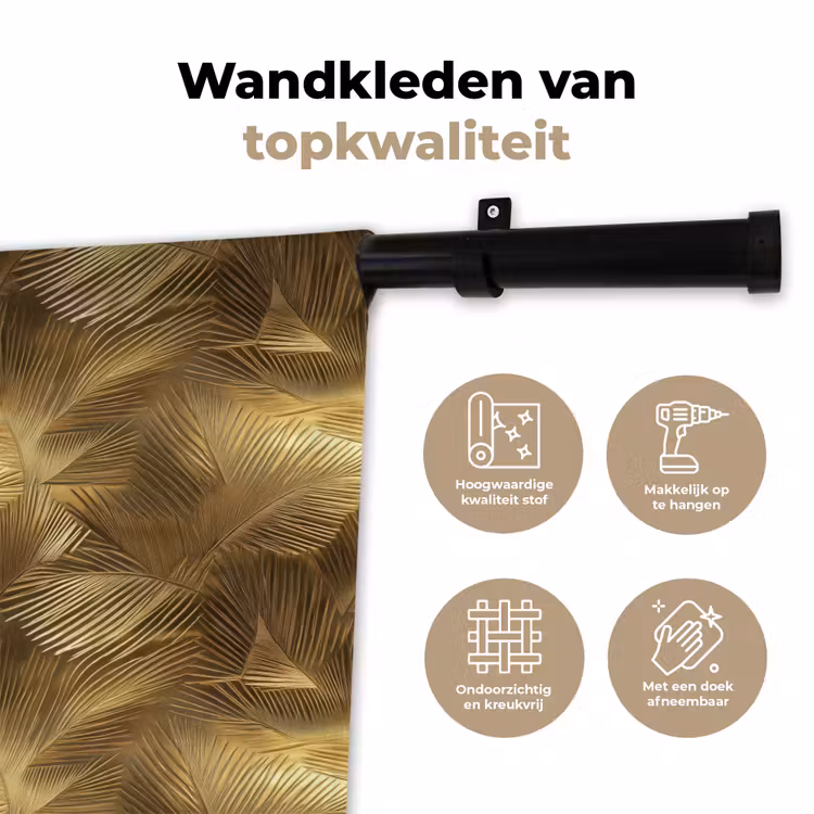Palm - Waaier - Goud Wandkleed katoen klein 269 -sfeer2