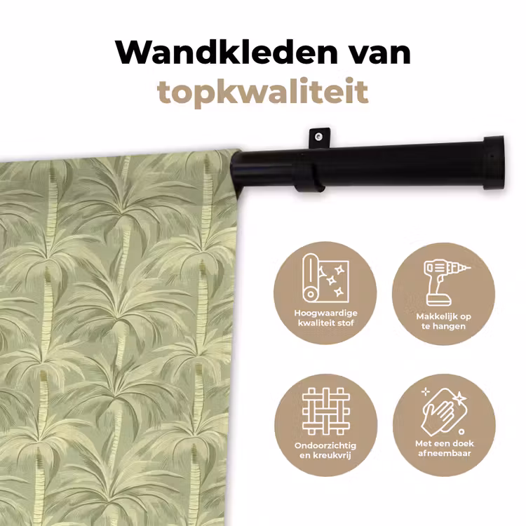 Palmwoud - Tropisch - Groen Wandkleed katoen klein 269 -sfeer2