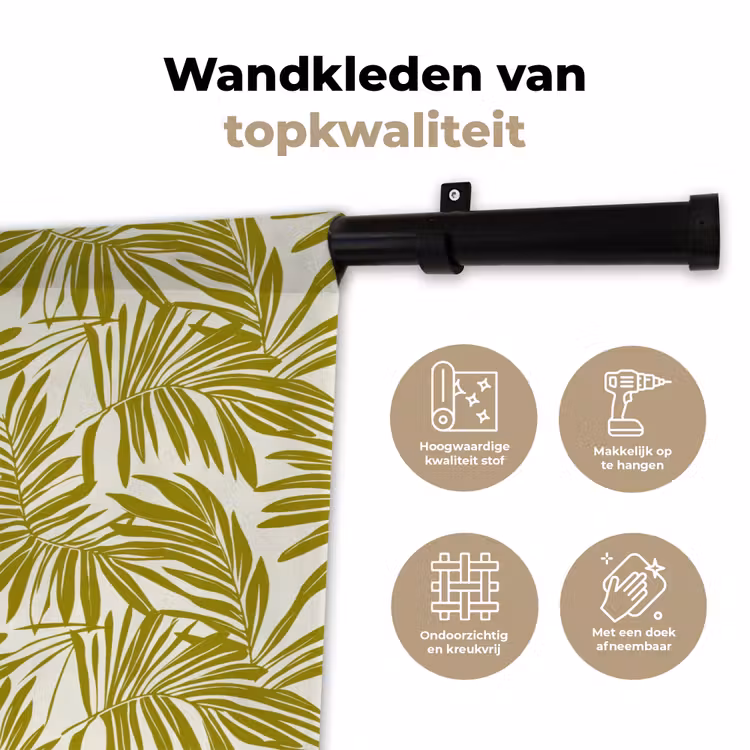 Palmblad - Patroon - Groen Wandkleed katoen klein 269 -sfeer2