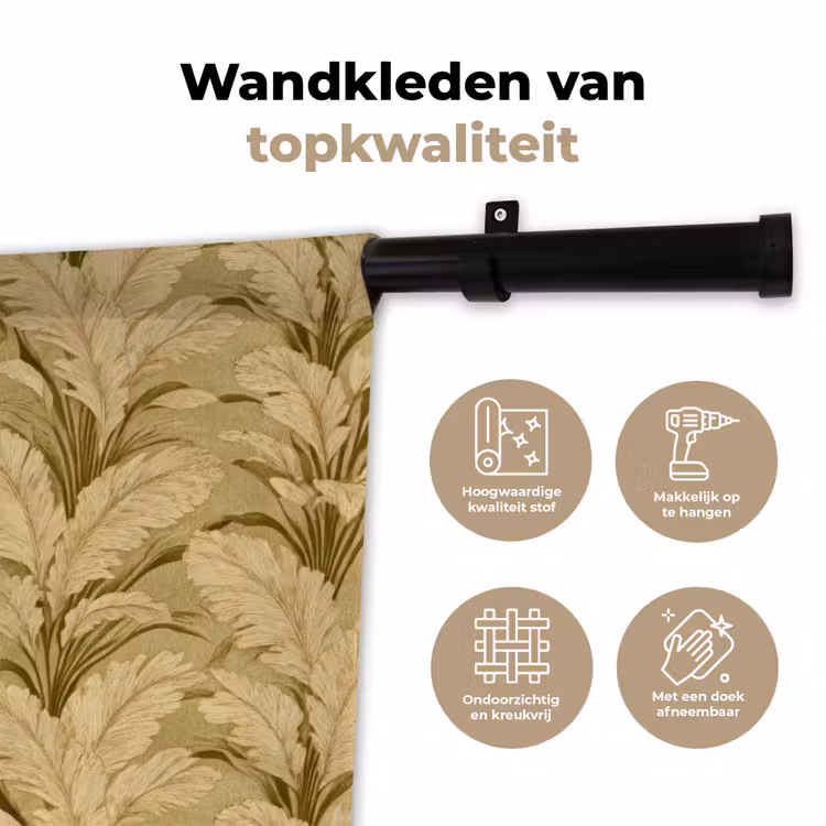 Palmbladeren - Klassiek - Groen Wandkleed katoen klein 269 -sfeer2