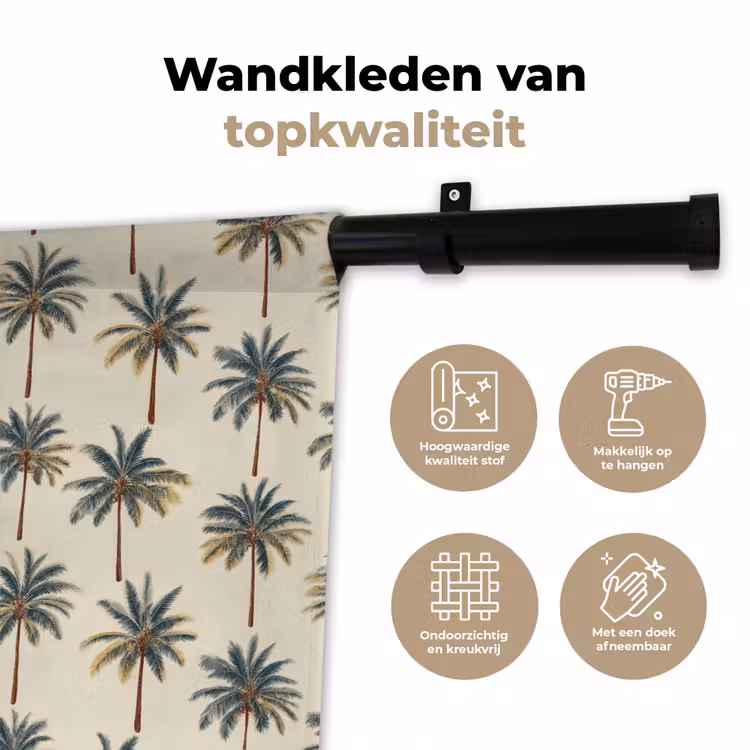 Palmbomen - Tropisch - Groen Wandkleed katoen klein 269 -sfeer2