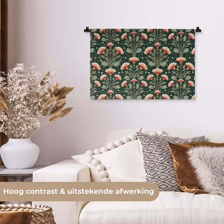 Patroon - Botanisch - Kleurrijk Wandkleed katoen klein 269 -sfeer1