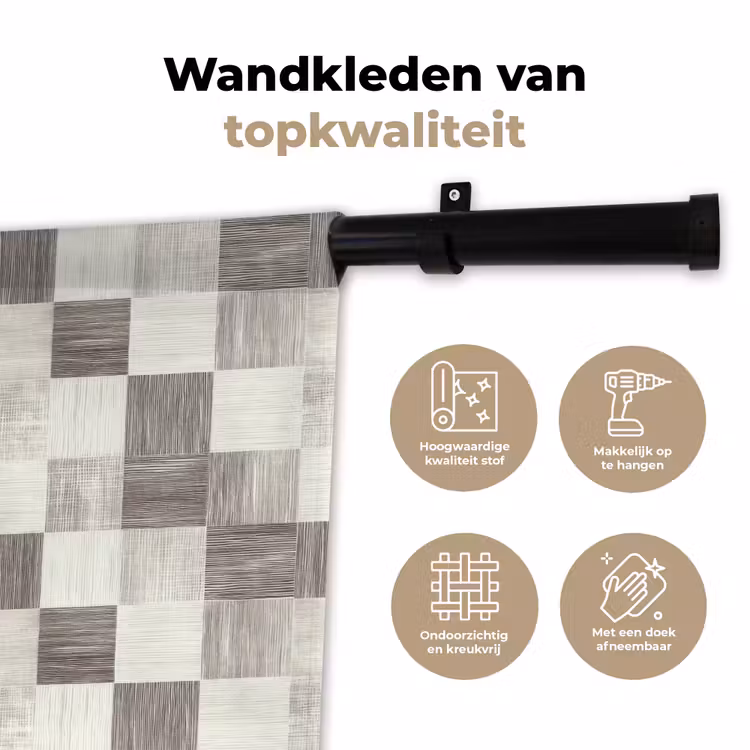 Patroon - Dambord - Houtnerf Wandkleed katoen klein 269 -sfeer2