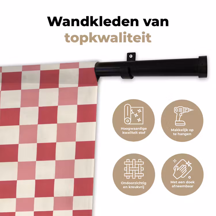 Patroon - Schaak - Roze Wandkleed katoen klein 269 -sfeer2