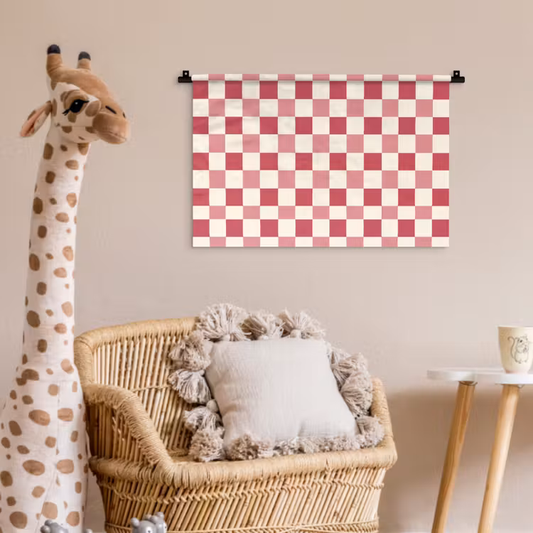 Patroon - Schaak - Roze Wandkleed katoen klein 269 -wsfeer5_kind