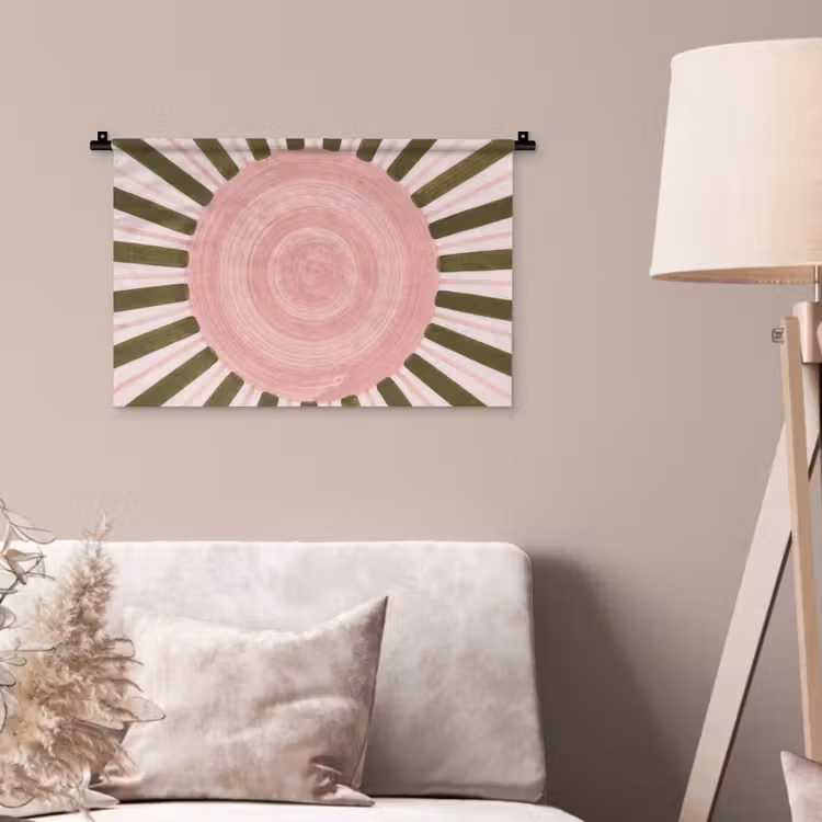 Patroon - Cirkel - Stralen - Abstract - Roze Wandkleed katoen klein -sfeer4