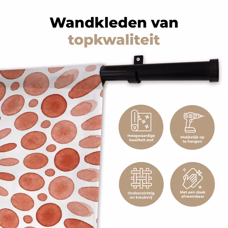 Patroon - Cirkels - Abstract - Modern - Rood Wandkleed katoen klein -sfeer2