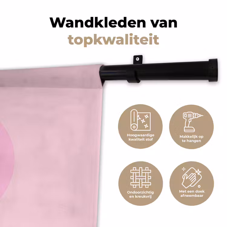 Patroon - Cirkels - Abstract - Roze - Modern Wandkleed katoen klein -sfeer2