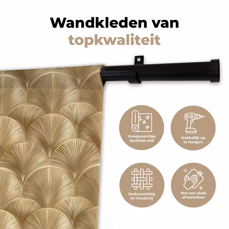 Patroon - Waaier - Goud Wandkleed katoen klein 269 -sfeer2