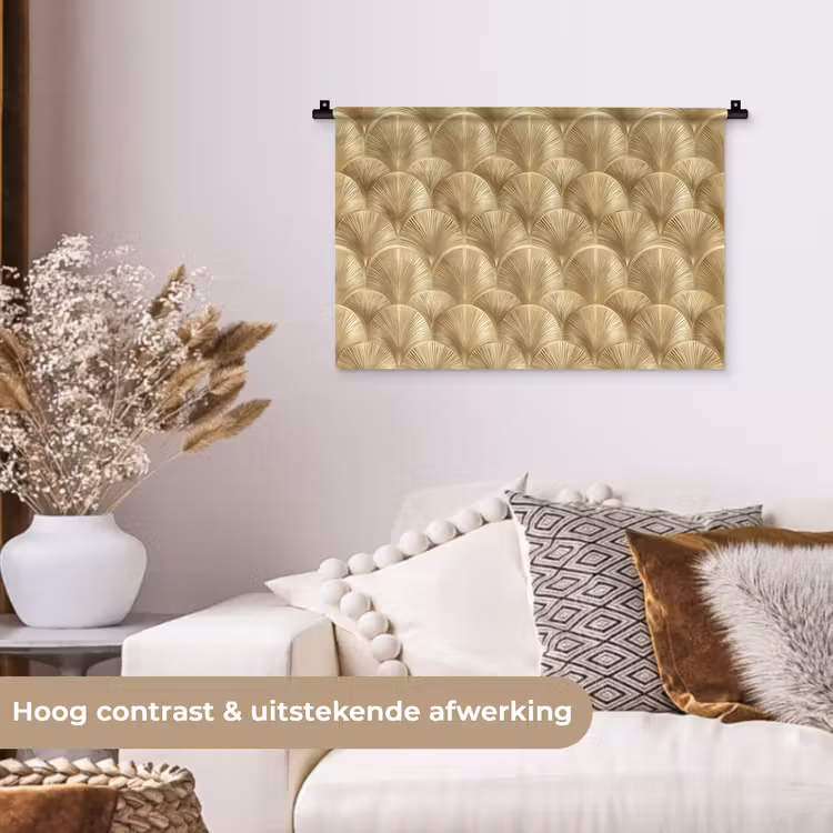 Patroon - Waaier - Goud Wandkleed katoen klein 269 -sfeer1