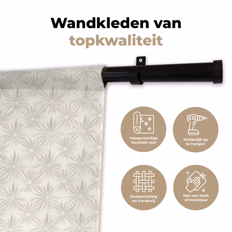Patroon - Bloemen - Beige Wandkleed katoen klein 269 -sfeer2