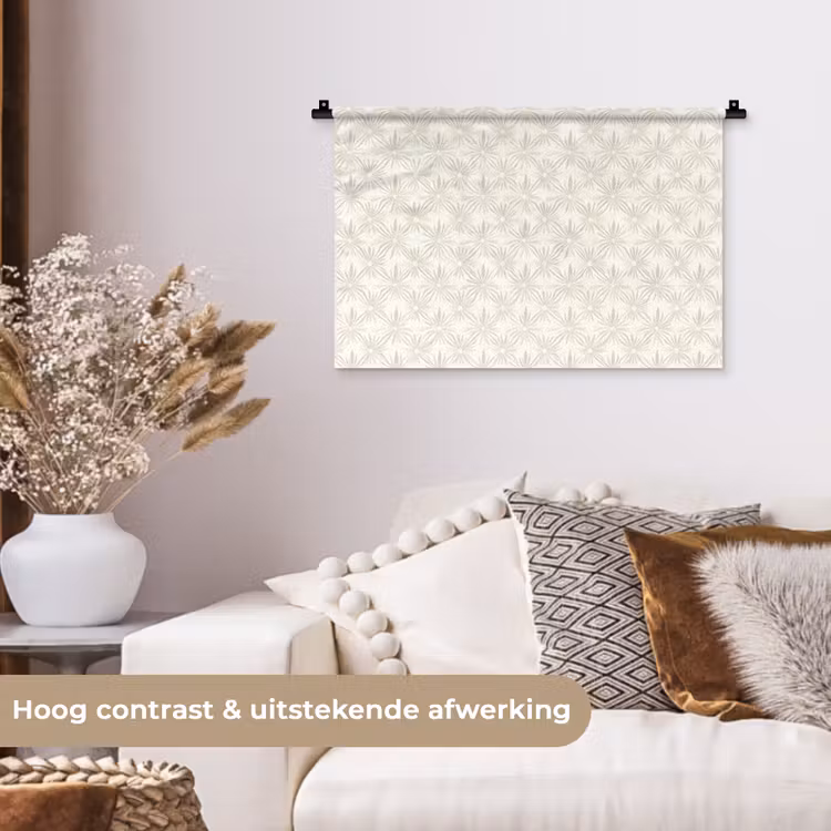 Patroon - Bloemen - Beige Wandkleed katoen klein 269 -sfeer1