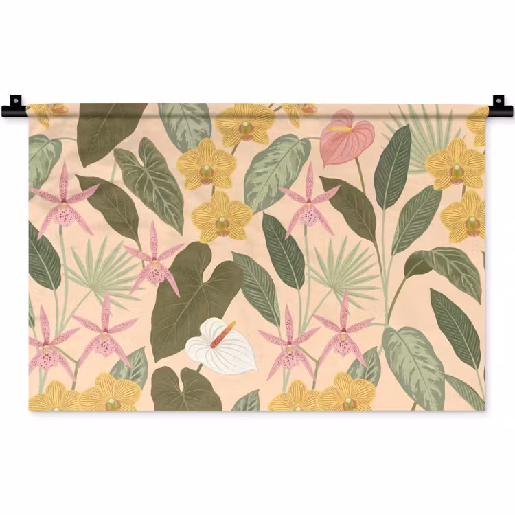 Patroon - Bloemen - Kleurrijk Wandkleed katoen klein -zz3d