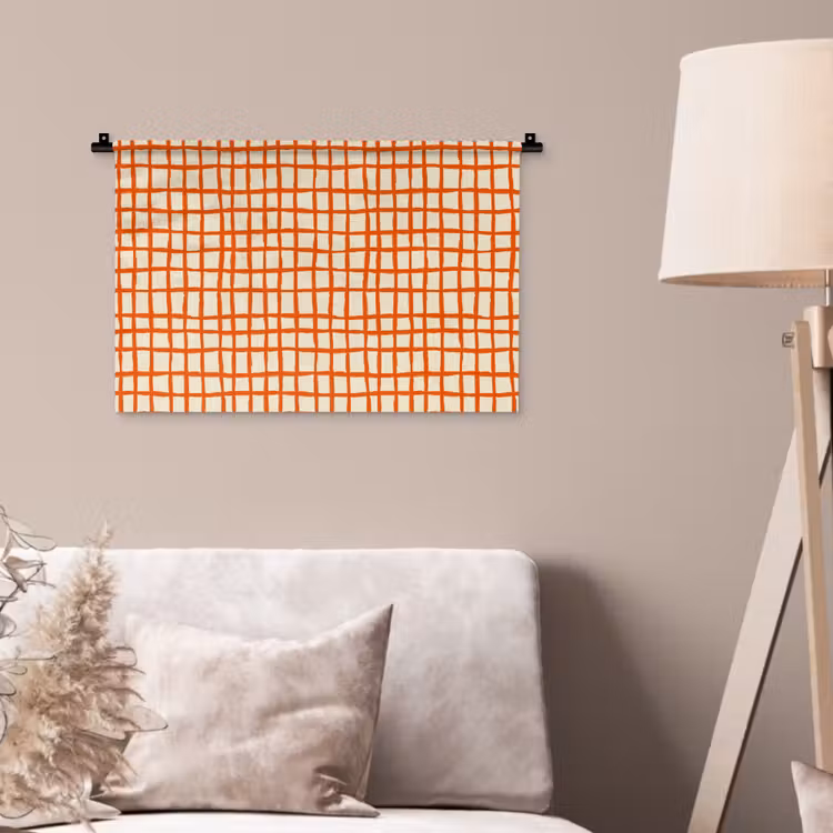Patroon - Lijnen - Oranje Wandkleed katoen klein 269 -sfeer4