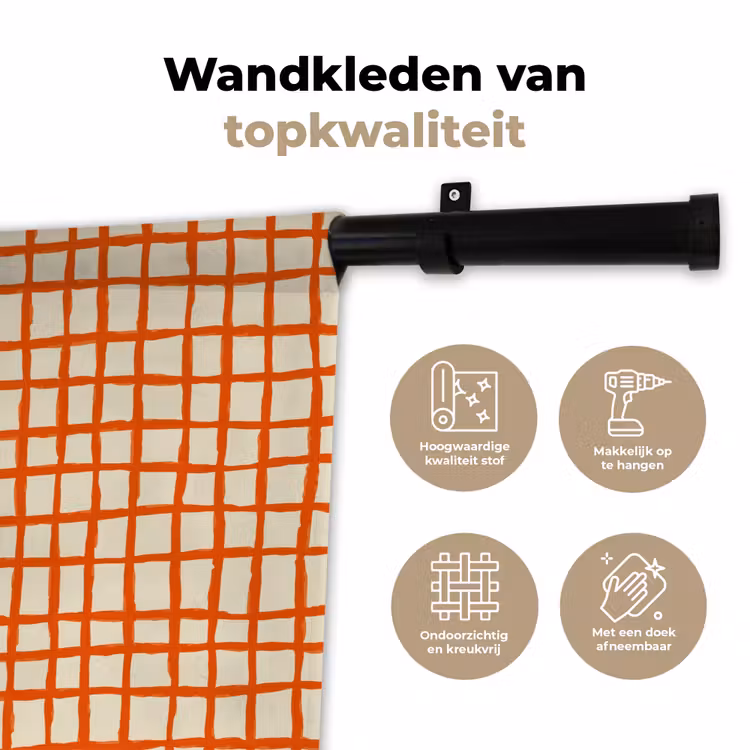 Patroon - Lijnen - Oranje Wandkleed katoen klein 269 -sfeer2