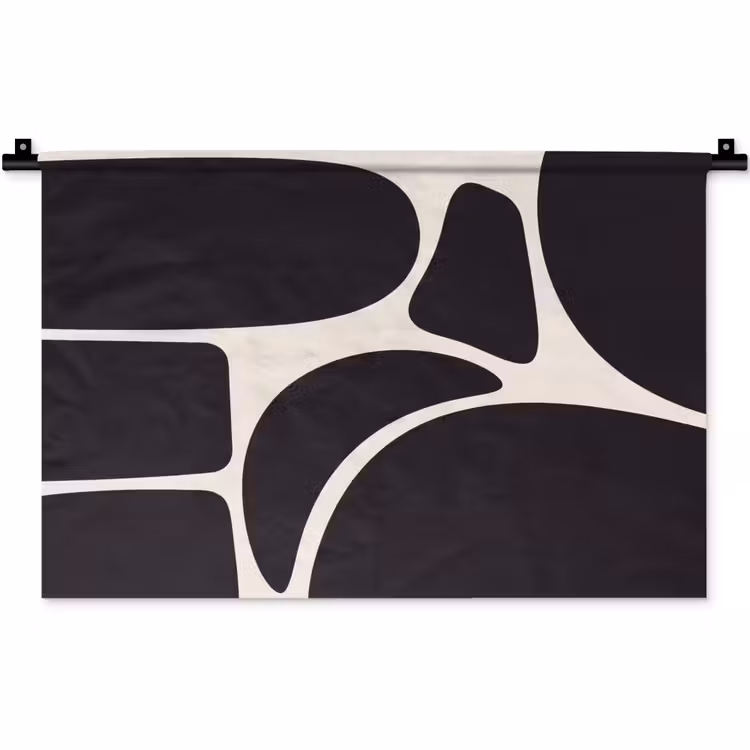 Wall Hanging - Pattern - Organic - Black - Patroon - Organisch - Zwart Wandkleed katoen klein