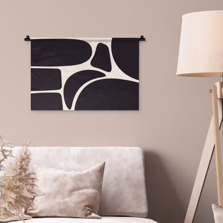 Wall Hanging - Pattern - Organic - Black - Patroon - Organisch - Zwart Wandkleed katoen klein