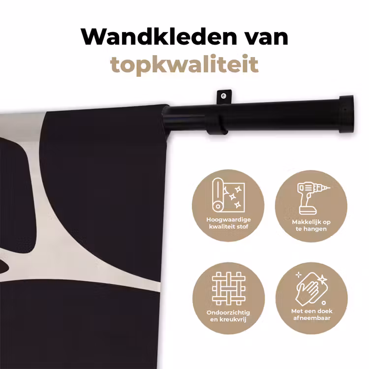 Wall Hanging - Pattern - Organic - Black - Patroon - Organisch - Zwart Wandkleed katoen klein