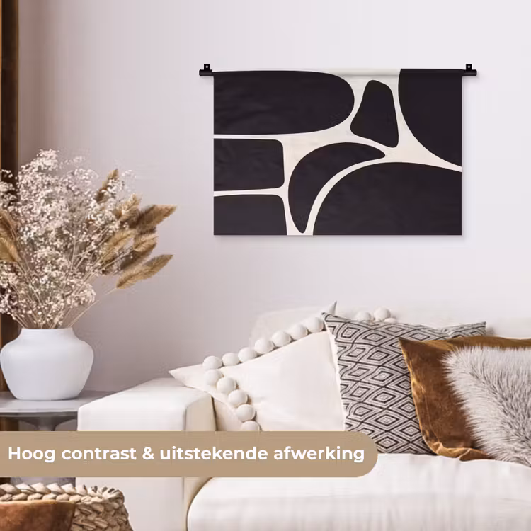Wall Hanging - Pattern - Organic - Black - Patroon - Organisch - Zwart Wandkleed katoen klein