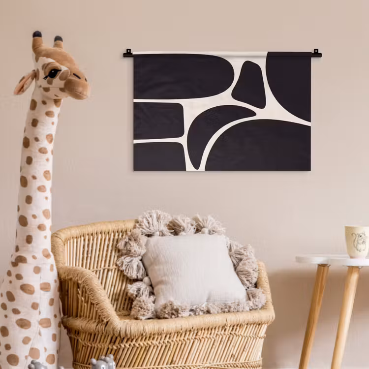 Wall Hanging - Pattern - Organic - Black - Patroon - Organisch - Zwart Wandkleed katoen klein