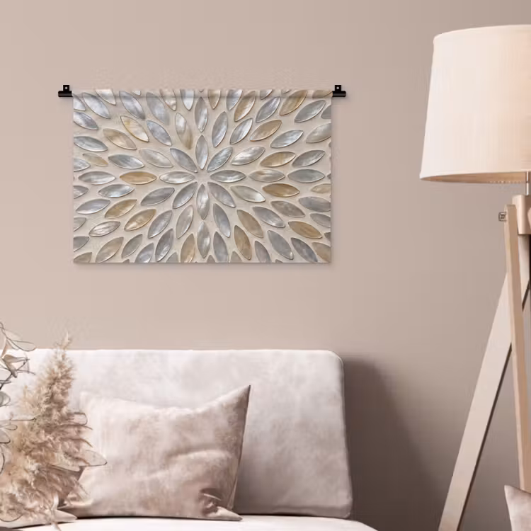 Patroon - Ovaal - Glanzend - Abstract - Beige Wandkleed katoen klein -sfeer4