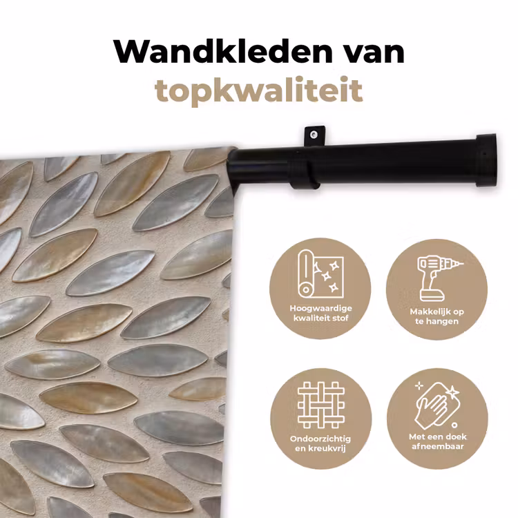 Patroon - Ovaal - Glanzend - Abstract - Beige Wandkleed katoen klein -sfeer2