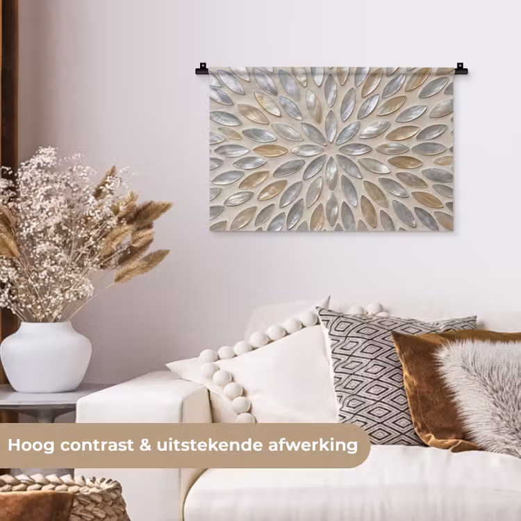 Patroon - Ovaal - Glanzend - Abstract - Beige Wandkleed katoen klein -sfeer1