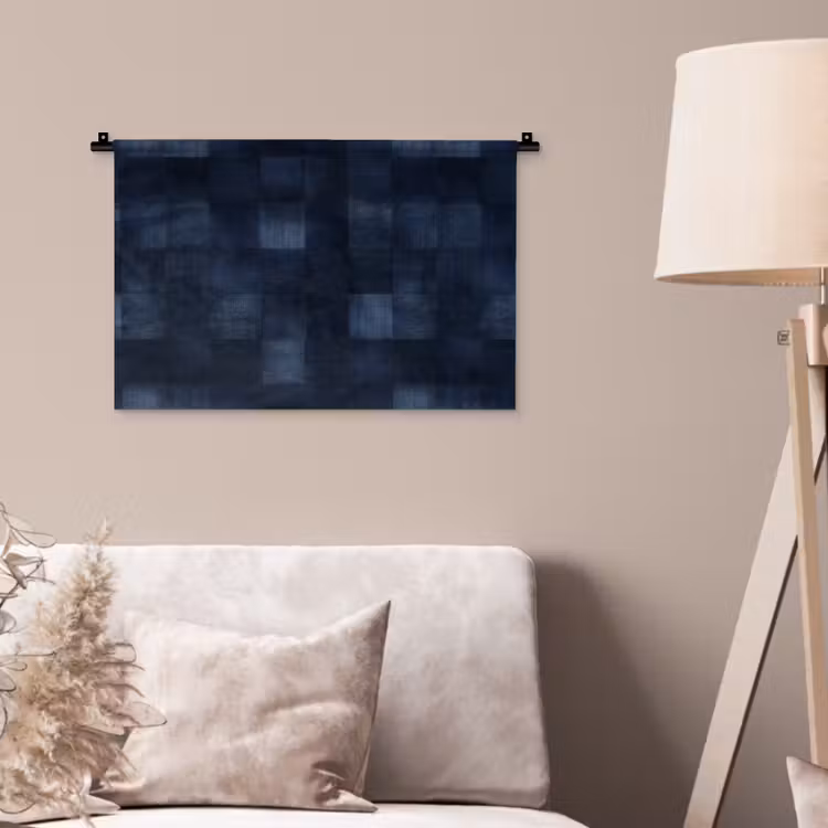 Patroon - Ruit - Marineblauw Wandkleed katoen klein 269 -sfeer4