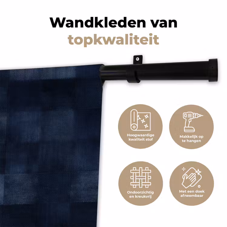 Patroon - Ruit - Marineblauw Wandkleed katoen klein 269 -sfeer2