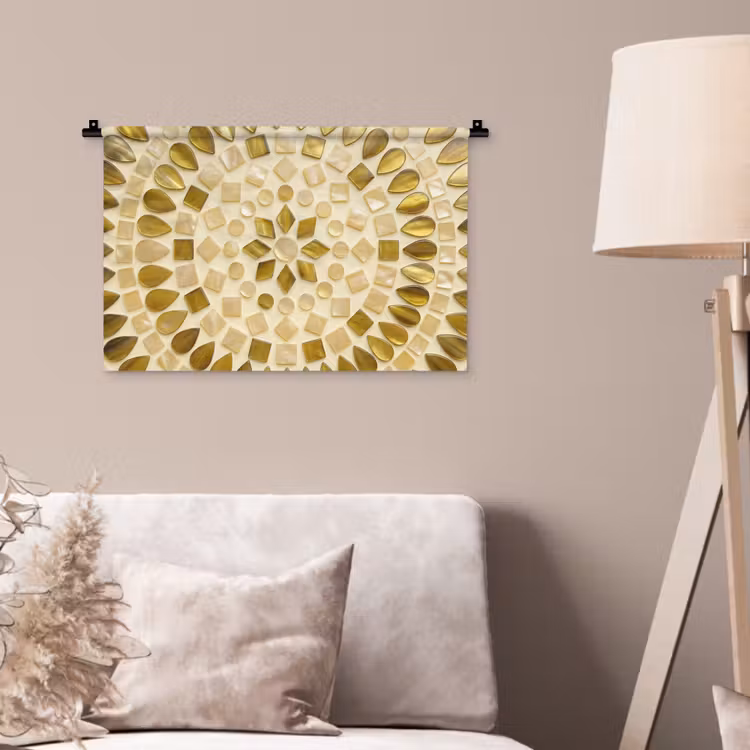 Patroon - Vormen - Mozaïek - Abstract - Goud Wandkleed katoen klein -sfeer4